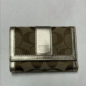 Coach Metallic Gold and Brown Card Holder